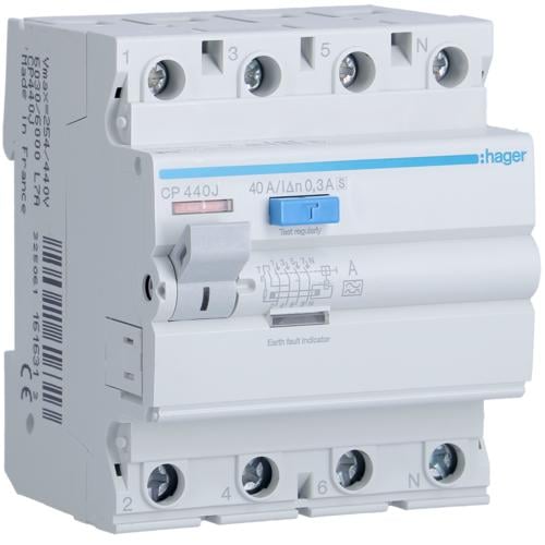 Устройство защитного отключения Hager 4P 40 A 300mA (A S CP440J) - фото 1