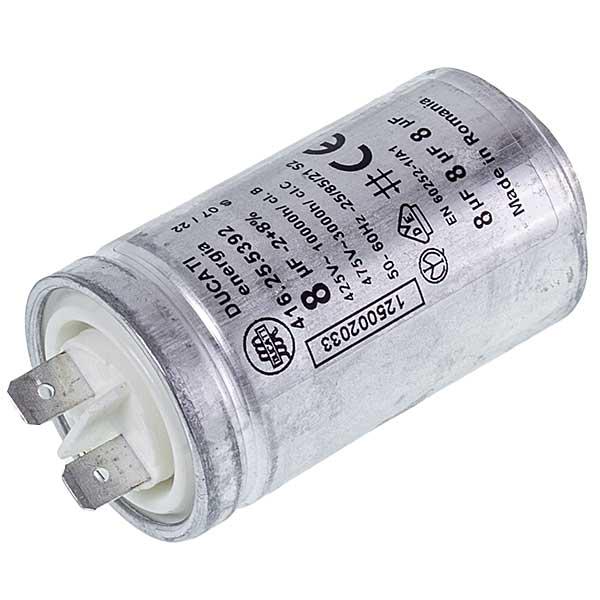 Пусковой конденсатор 8uF 425/475V 64x35 мм для стиральной машины Ariston C00194453