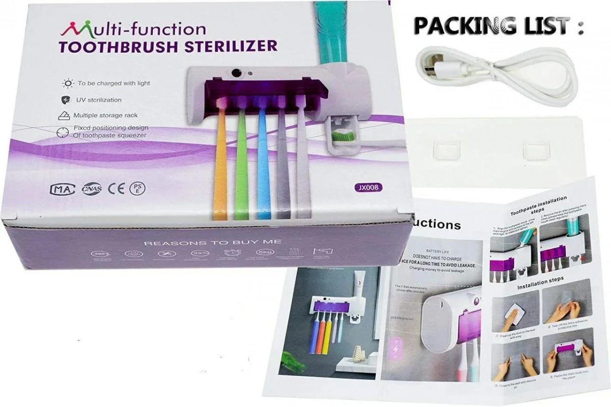 Диспенсер для зубної пасти та щіток Multi-function Toothbrush sterilizer JX008 Фіолетовий (W79) - фото 2