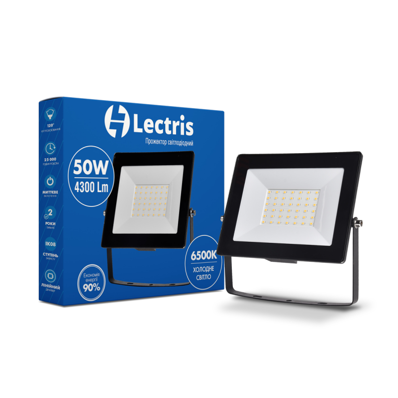 Прожектор светодиодный Lectris 50W 4300 Lm 6500K 185-265V IP65 (1-LС-3004)