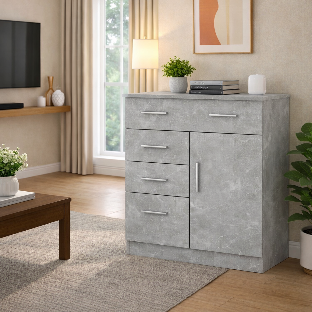 Комод V-Star R1 комбинированный на 4 ящика и 1 двери 849х800х390 мм Ателье светлый (33550477) Комод V-Star R1 комбинированный на 4 ящика и 1 двери 849х800х390 мм Ателье светлый (33550477)