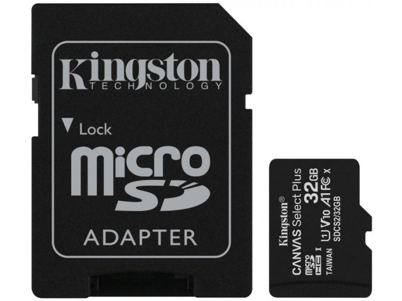 Карта памяти Kingston microSDHC 32GB Canvas Select Plus Class 10 UHS-I U1 V10 A1 (17112) - фото 1