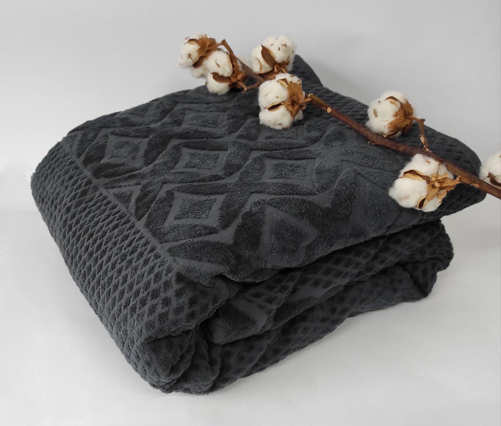 Простынь махровая Евро АЕ Cotton 220x240 см Антрацит (CN8041)