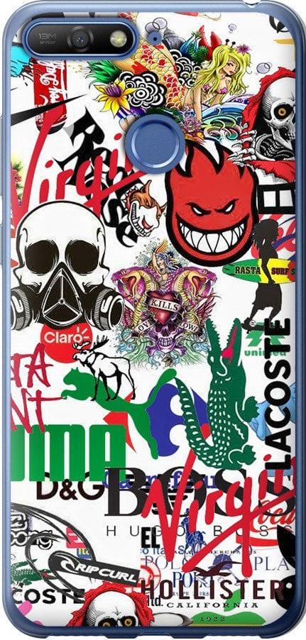 Чехол на Huawei Honor 7C Many different logos (4022u-1411-42517)