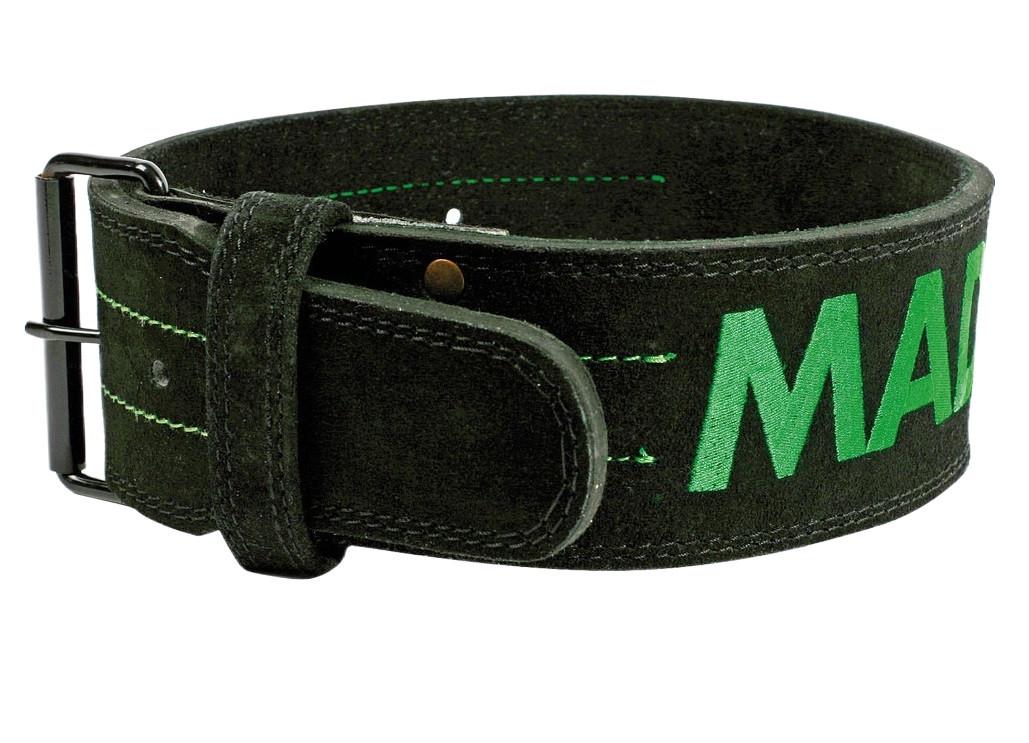 Пояс для тяжелой атлетики MadMax MFB-301 Suede Single Prong кожаный XXL Black/Green (15738083)