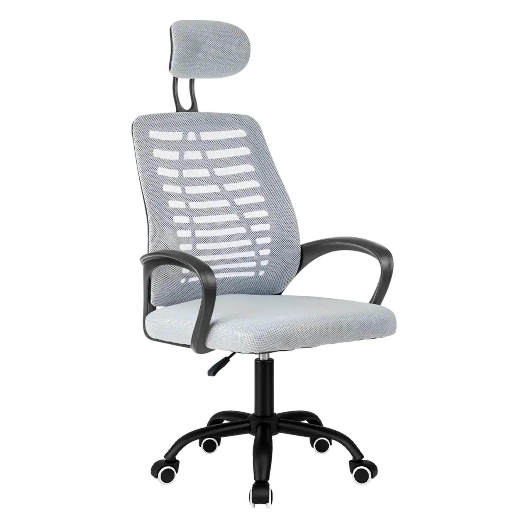 Крісло компьютерне з сітки і тканини Сірий (381935)