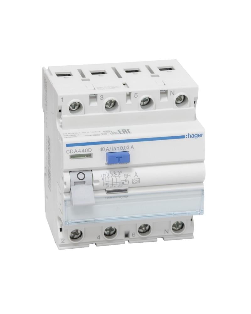 Диференційний автоматичний вимикач Hager CDA440D (CDA440D)