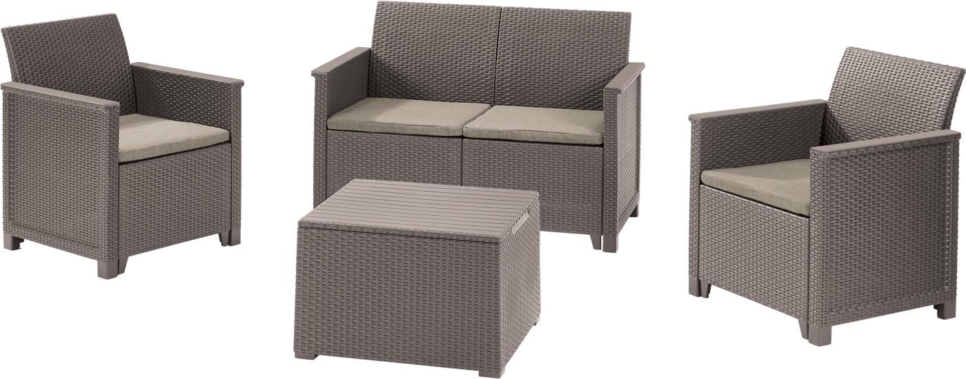 Комплект пластикових садових меблів Keter Emma 2 Seater Sofa Set Капучино (246155)