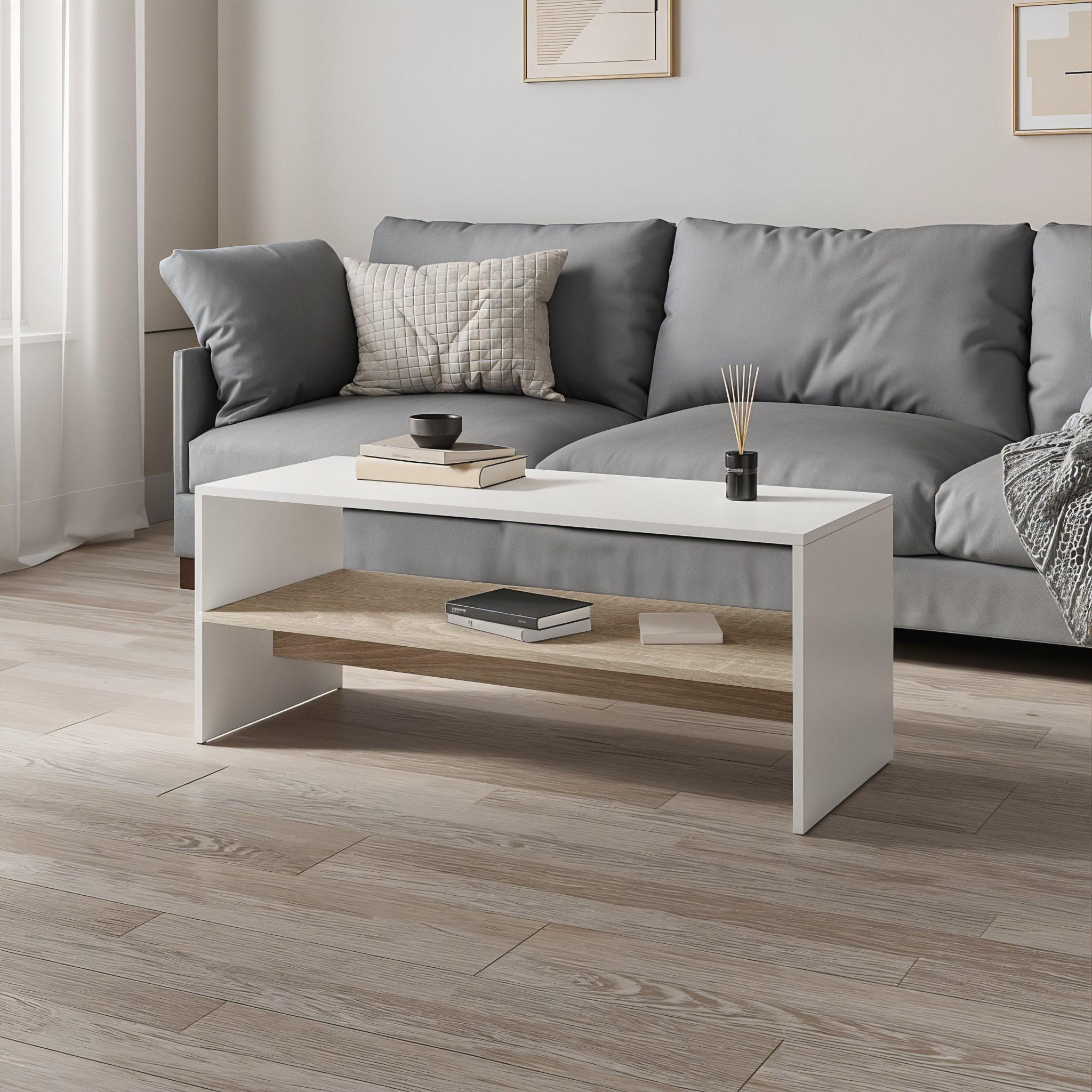 Журнальний стіл F-80 996х398х400 мм Білий/Дуб Сонома - фото 1 Журнальний стіл F-80 996х398х400 мм Білий/Дуб Сонома - фото 1