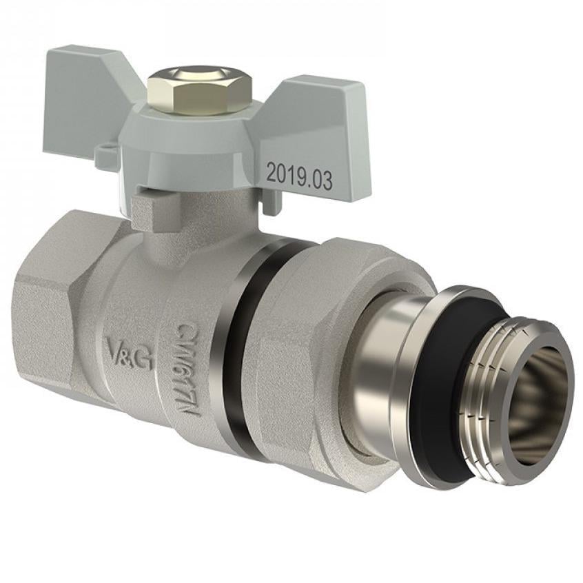 Кран кульовий з американкою V&G VALOGIN Optima 3/4" ВЗ Білий (SQ-1040183)