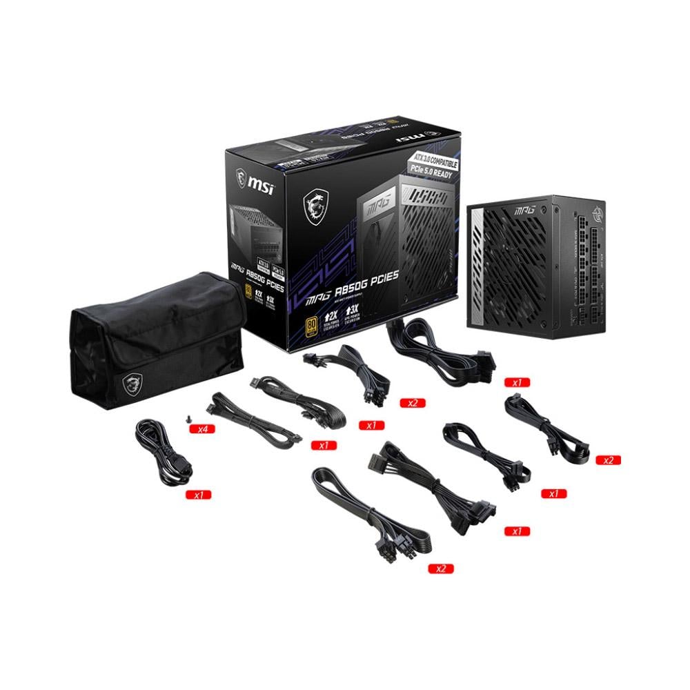 Блок живлення модульний MSI MPG A850G PCIE5 ATX 3.0 850W 80+ Gold Black (29596707) - фото 5 Блок живлення модульний MSI MPG A850G PCIE5 ATX 3.0 850W 80+ Gold Black (29596707) - фото 5