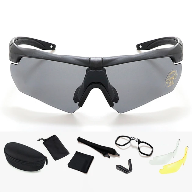 Очки защитные с диоптриями для стрельбы 3 сменные линзы Черный (2549773867)