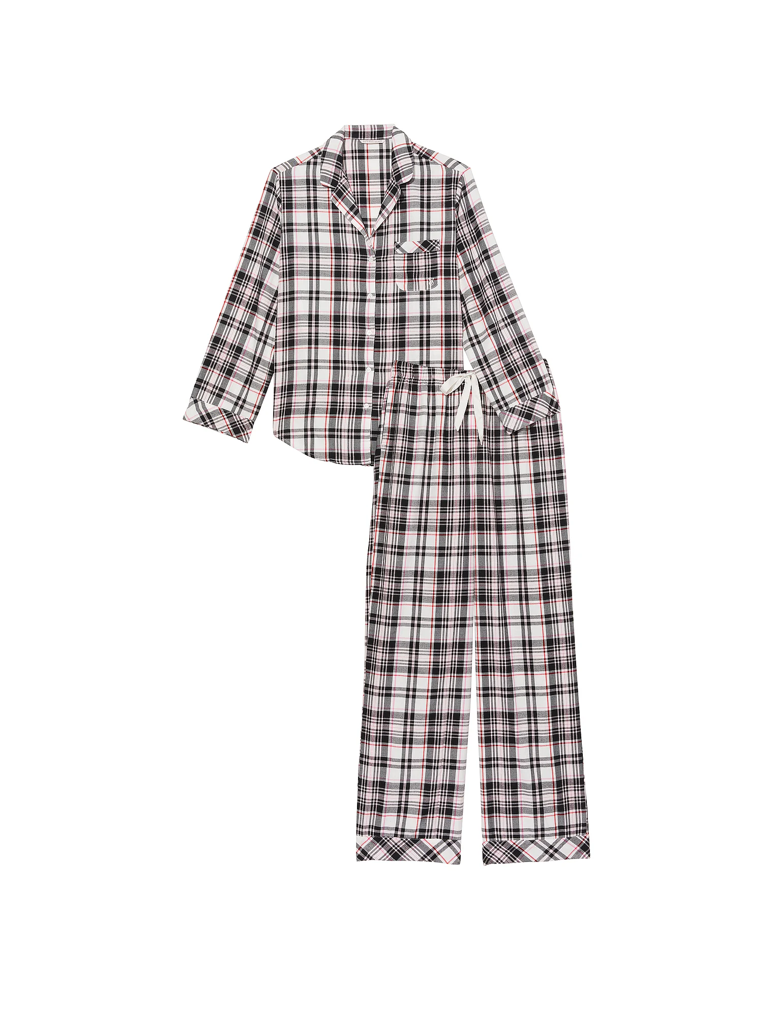 Піжама жіноча фланелева Victoria's Secret Flannel Long Pajama Set ХS Чорно-білий (15045767) - фото 3