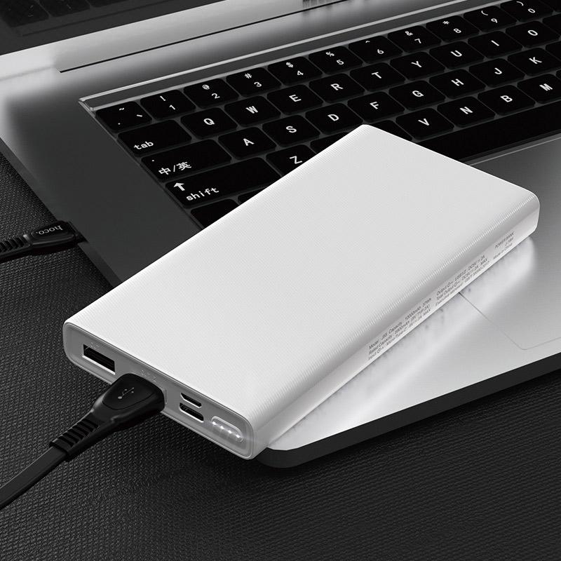 Повербанк Hoco J55 Neoteric с LED индикатором + 10000 mAh 2 USB/1 Type-C/micro-USB 5V/2 A Белый (6586876) - фото 4
