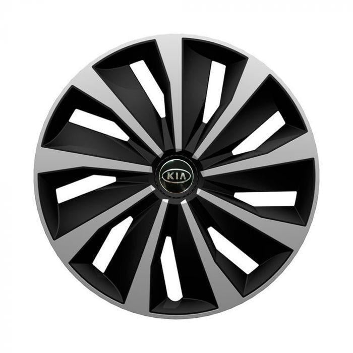 Колпаки для колес 4 Racing Grip R14 с логотипом Kia 4 шт. Silver/Black