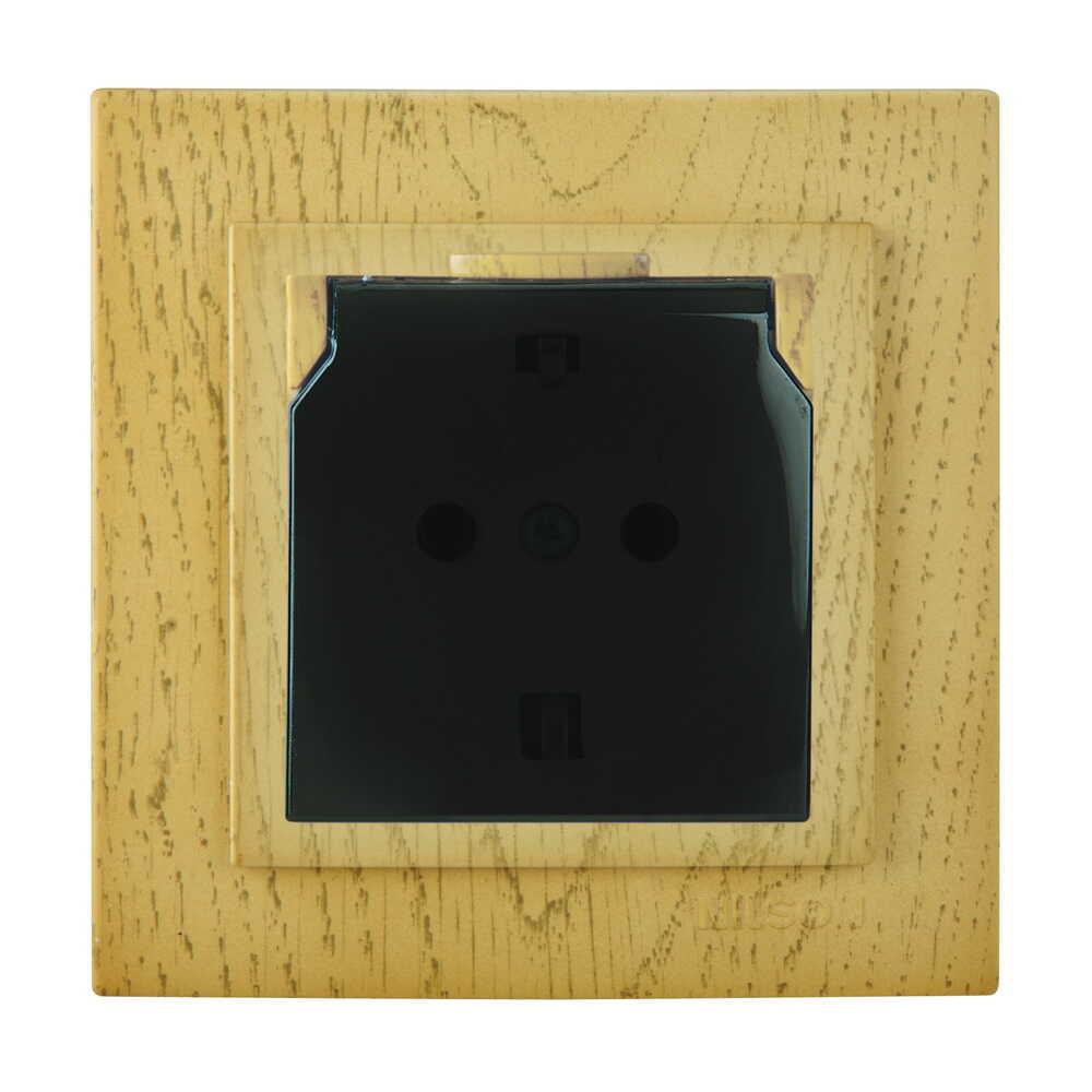 Розетка одинарная с заземлением и крышкой Nilson Touran Клен (00000023661)