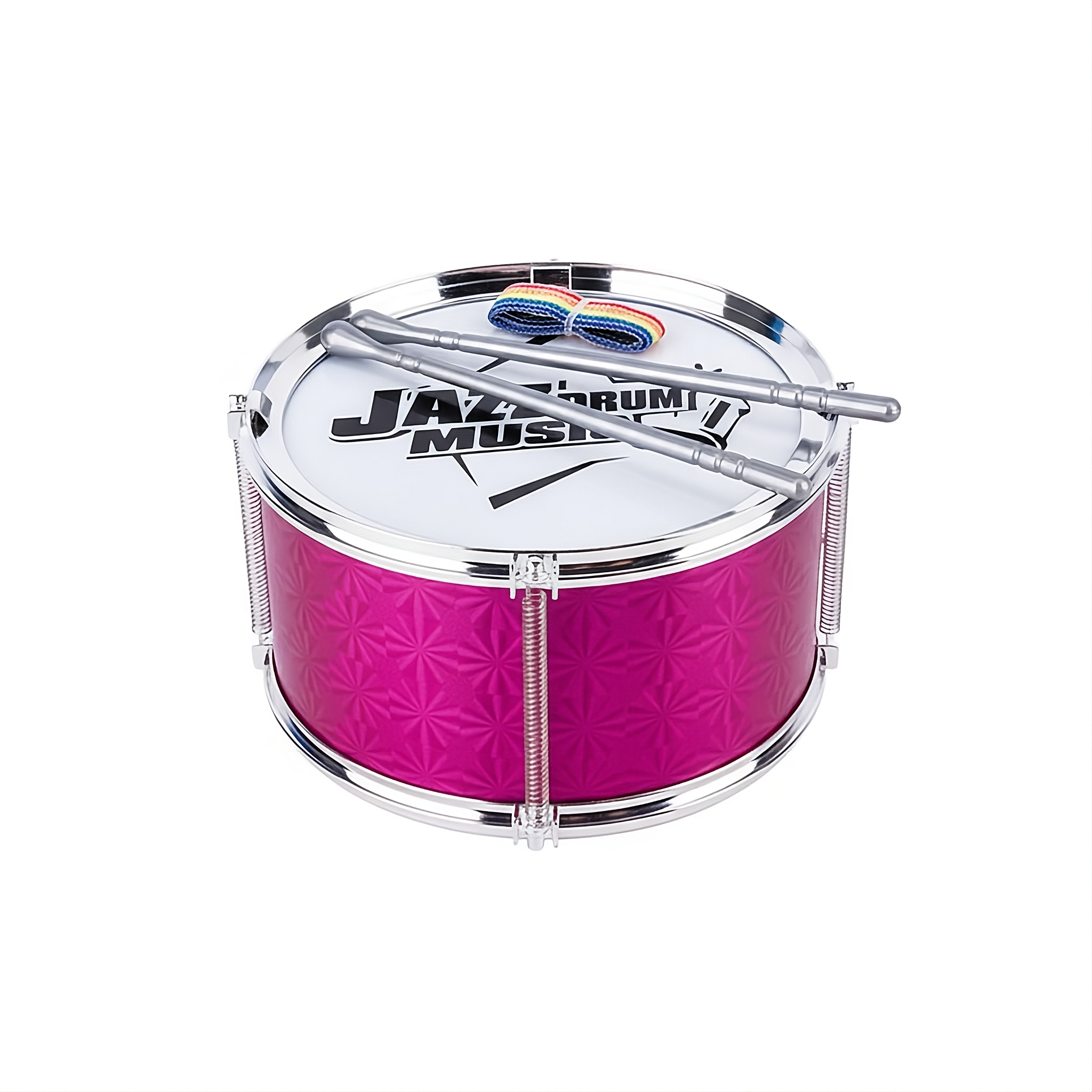Дитячий музичний барабан 3366 з барабанними паличками та стрічкою Рожевий (3366-1) Дитячий музичний барабан 3366 з барабанними паличками та стрічкою Рожевий (3366-1)