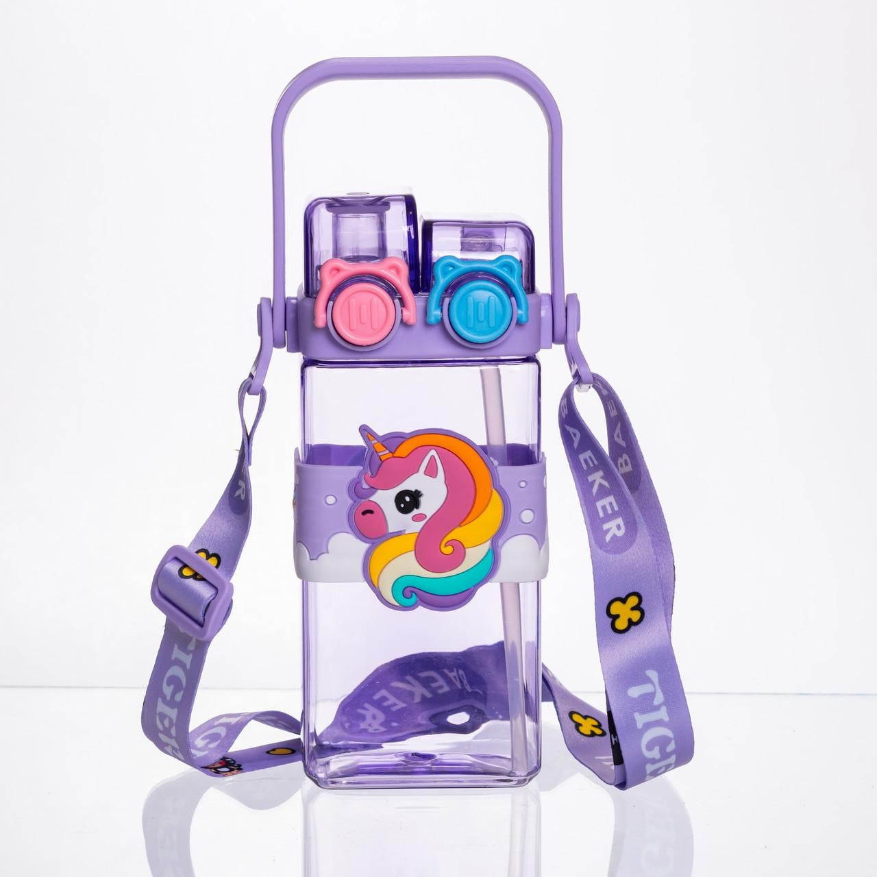 Пляшка для води дитяча Lighthouse Dinosaur LG-30187 VIO з мундштуком/трубкою/ремінцем ручкою та подвійним відкриванням 550 мл Фіолетовий (129313)