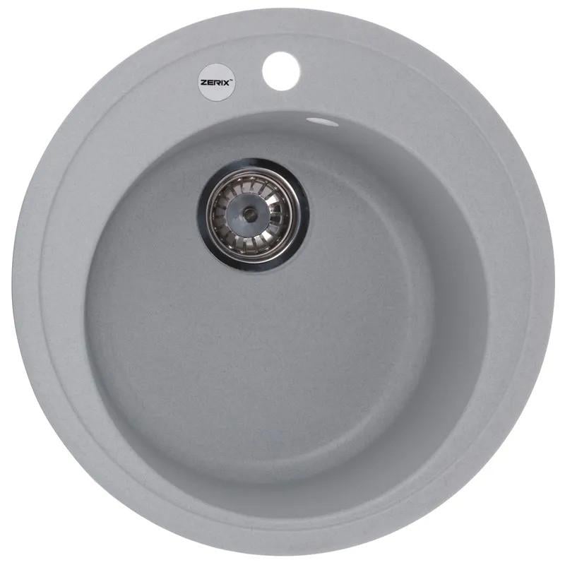 Мойка гранитная для кухни Zerix ZS-510R-09 510x510 мм врезная круглая Серый (ZX4535) Мойка гранитная для кухни Zerix ZS-510R-09 510x510 мм врезная круглая Серый (ZX4535)