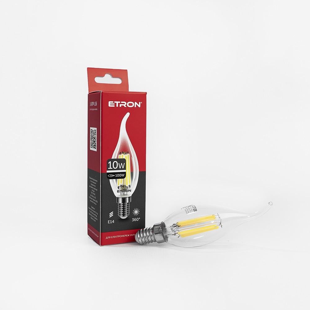 LED лампа ETRON Filament 1-EFP-136 С37 tailed E14 10W 4200 K Прозорий