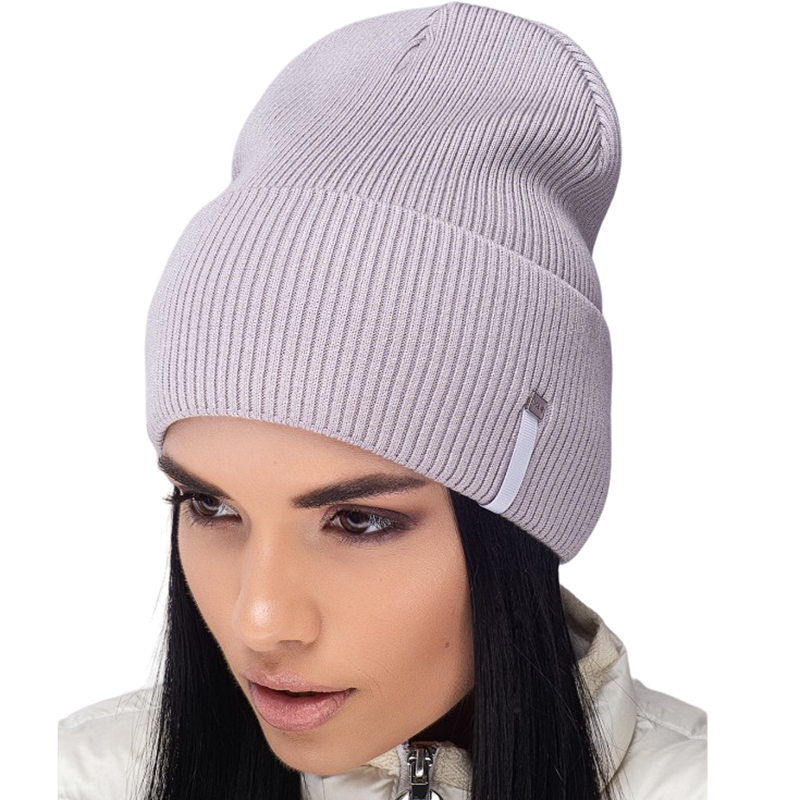 Шапка женская Leks СФЕРА одинарная утепленная флисом с двойным отворотом One size Лавандовый (121503)