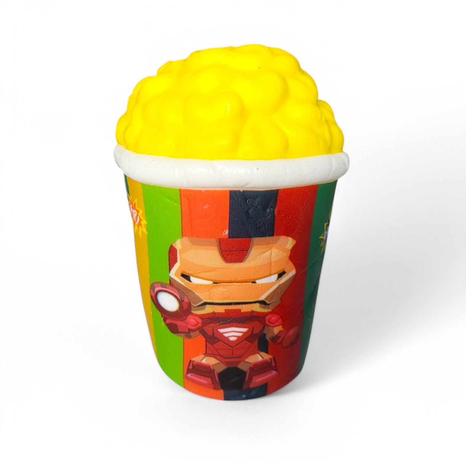 Антистресс игрушка сквиш Стаканчик с попкорном Железный человек Антистресс игрушка сквиш Стаканчик с попкорном Железный человек