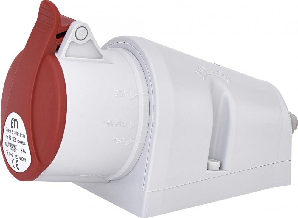 Силова розетка ETI EZ-1653 3P+N+PE 16А 400 В накладна IP44 Червоний (4482036)