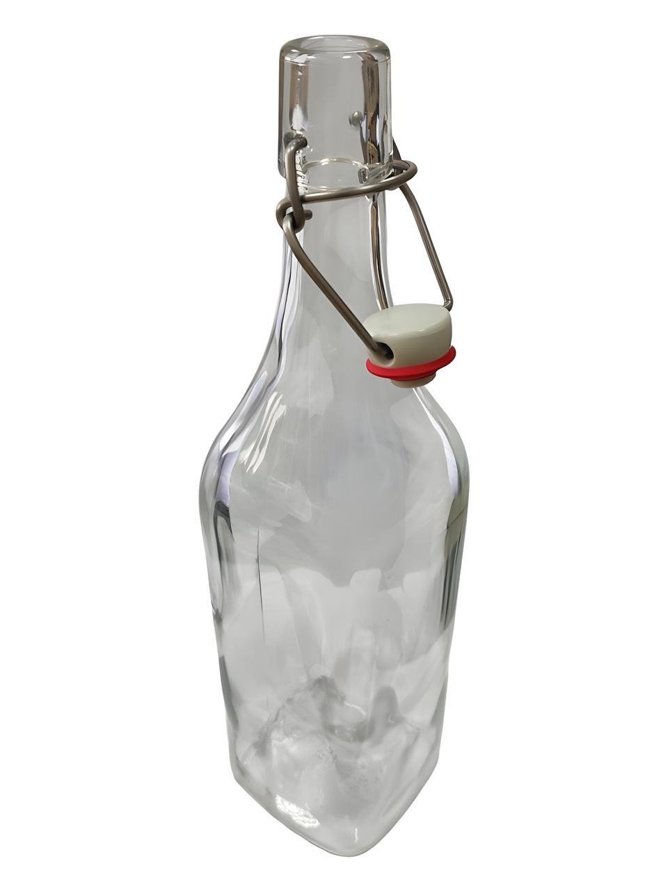 Бутылка квадратная стеклянная Прозрачный 0,5л с бугельной пробкой (31233960)