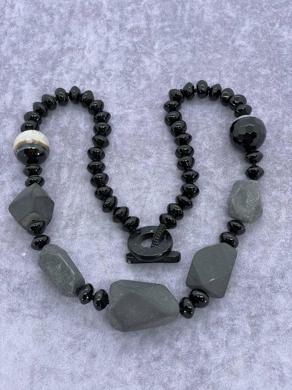 Намисто агат 50 см Чорний (1267)