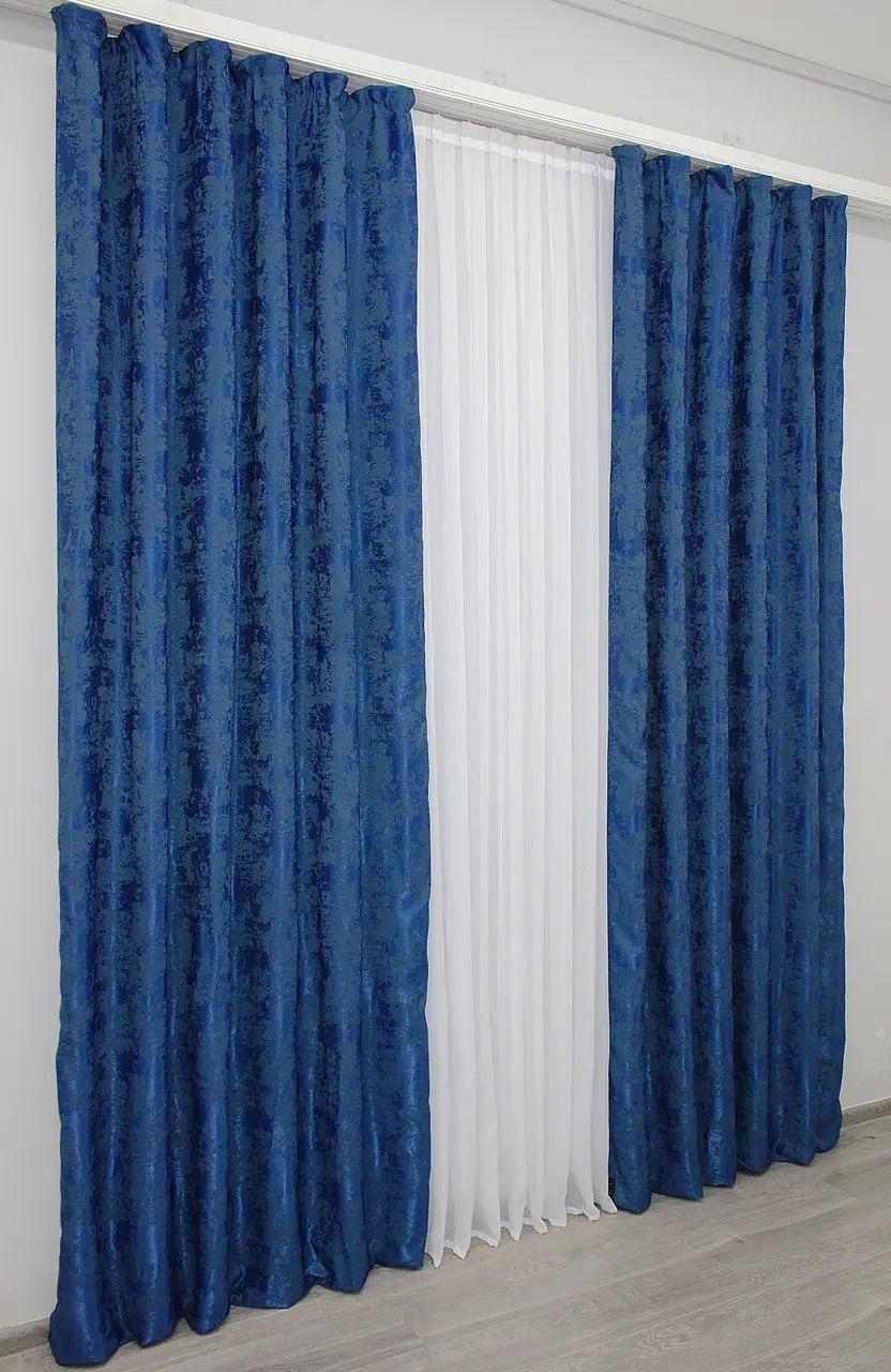 Штори для спальні жакард 200x270 см Синій (Е101103B-3) Штори для спальні жакард 200x270 см Синій (Е101103B-3)