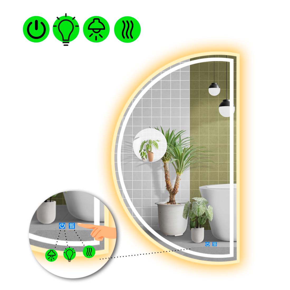 Зеркало с LED подсветкой Parette 4 с двумя сенсорами и подогревом 120x60 см (8776235)