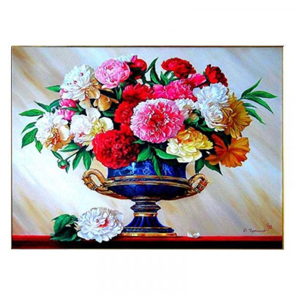 Алмазна мозаїка TK Group Букет півоній у вазоні 40х30 см з рамкою в коробці (GB75029-mt)