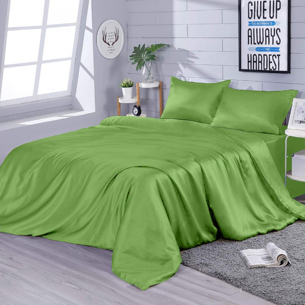 Комплект постельного белья Zastelli Зеленое Шелк (искусственный) полуторное 2х145х210 Зеленый