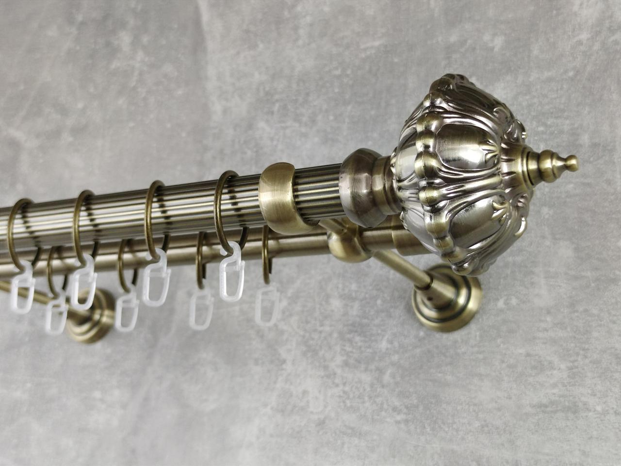 Карниз MStyle металлический для штор двухрядный Шато 25/19 мм рифленый 300 см Антик (5012616)