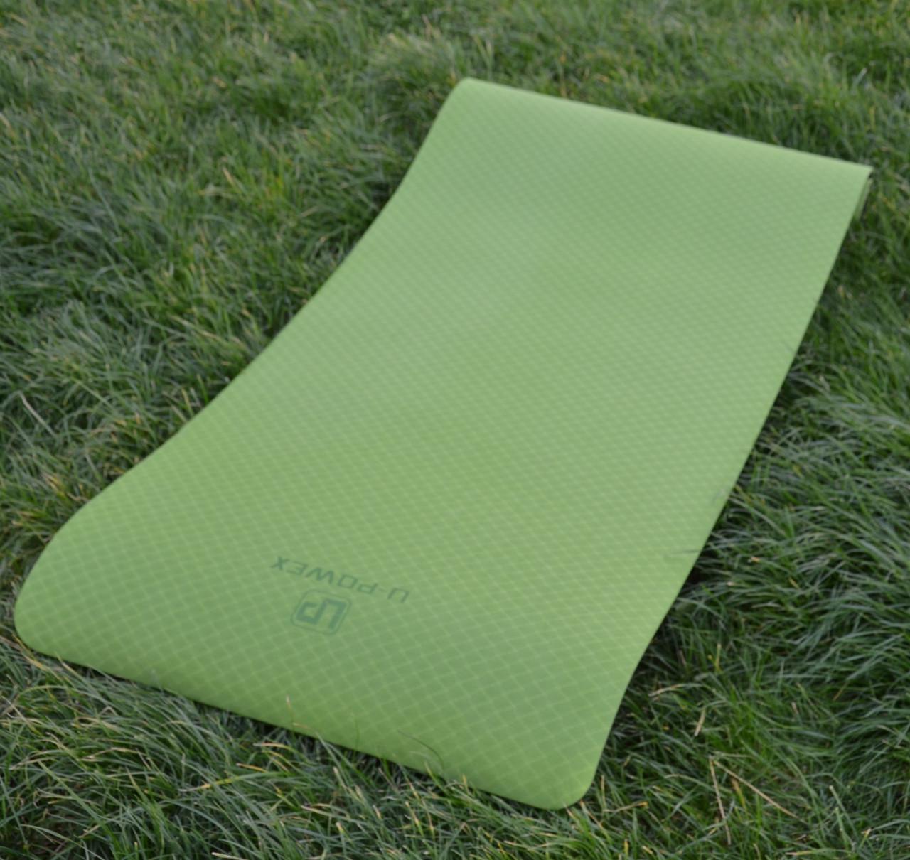 Килимок для йоги та фітнесу U-POWEX TPE Yoga mat 183х61х0,6 мм Green/Black (A-012830) - фото 6 Килимок для йоги та фітнесу U-POWEX TPE Yoga mat 183х61х0,6 мм Green/Black (A-012830) - фото 6