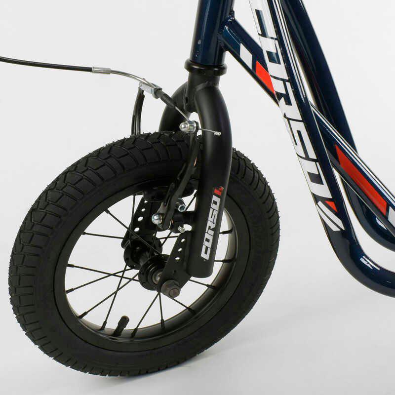 Самокат детский Corso надувные колеса 12/ручной передний тормоз Black (86798) - фото 3 Самокат детский Corso надувные колеса 12/ручной передний тормоз Black (86798) - фото 3