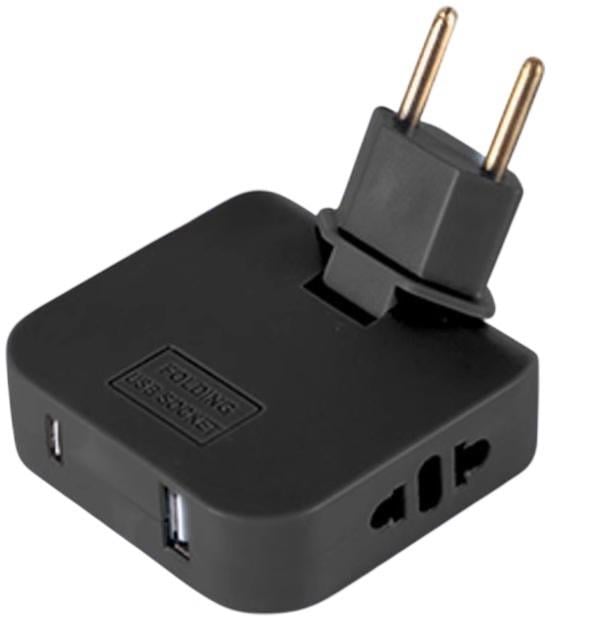 Сетевой переходник для розетки поворотный USB Type-C Черный