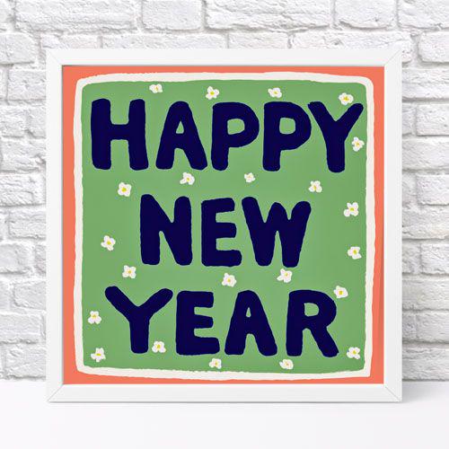 Постер в рамке Happy New Year 30х30 см (WKMT_26NY012_WH)