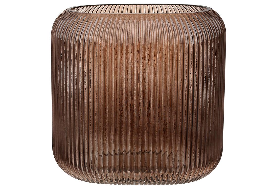Ваза стеклянная ребристая BonaDi Elisa 20x20x12 см Коричневый (591-434)