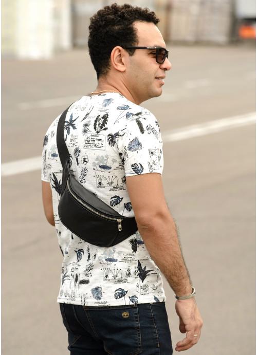 Поясная сумка мужская Sambag из натуральной кожи Черный (888031512)