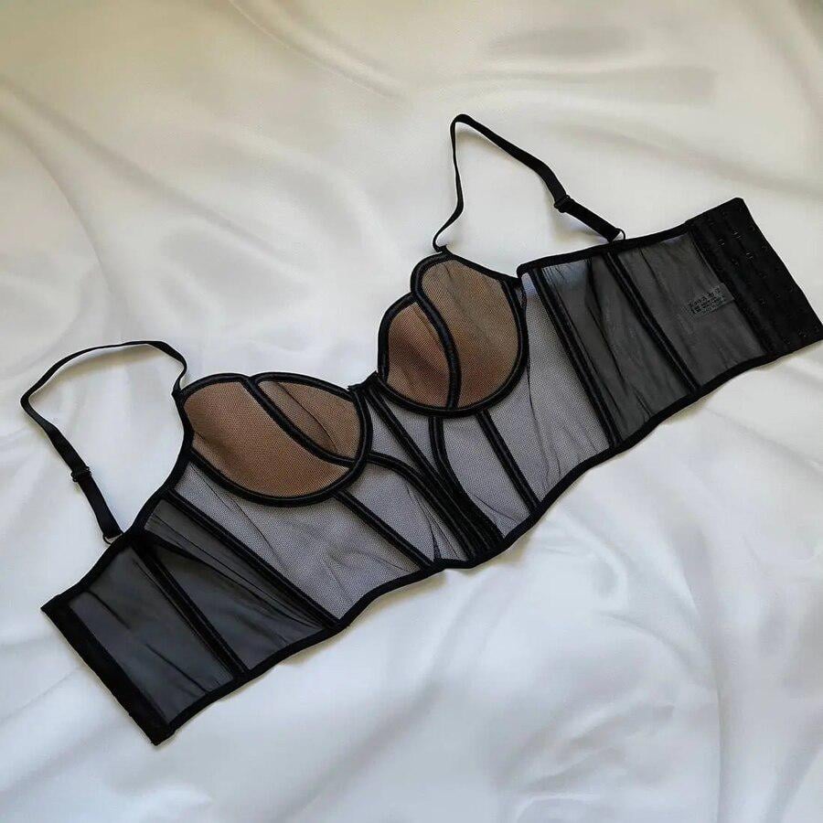 Корсет-топ женский с чашками бюстье на бретелях L Черный (28263789) - фото 2