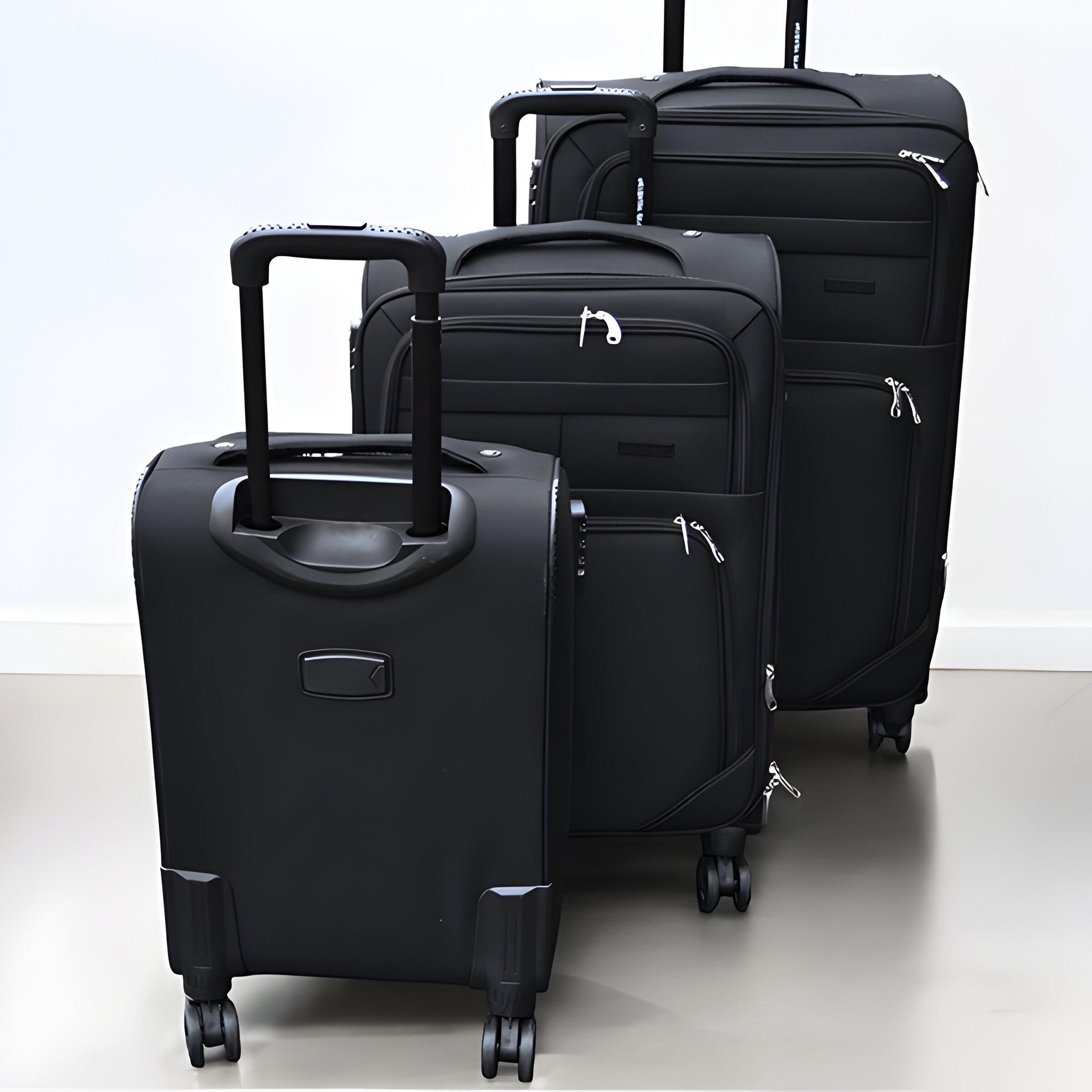 Набір валіз тканинних 3в1 з кодовим замком та телескопічною ручкою Чорний (6071) - фото 3