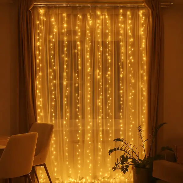 Гірлянда-штора Роса хвойна лапа 600 LED 3х3 м Жовтий - фото 1