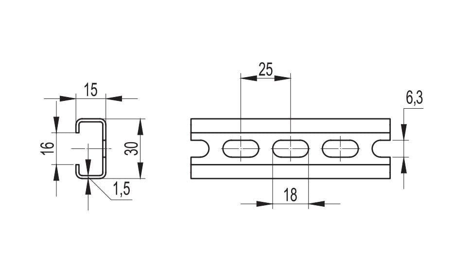 Рейка DIN ДКС C1F Quadro перфорированная 30х15х1,5 мм х 2 м (02165) - фото 2