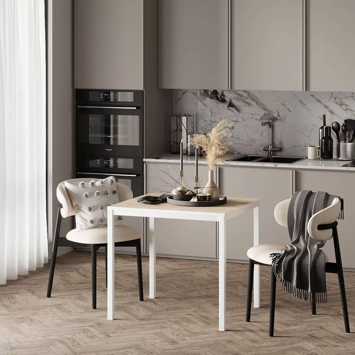 Стол обеденный AiH Brevity Loft mini ЛДСП/металл 67x75x67 см Дуб Сонома/Белый бриллиант (TB03130000010)