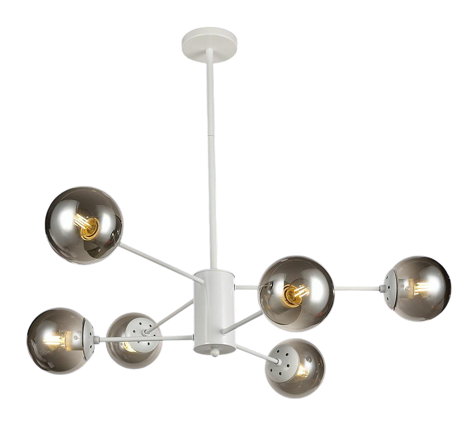 Люстра Levistella 7526033-6 WH+BK с шестью плафонами Белый/Прозрачный (2488975277)