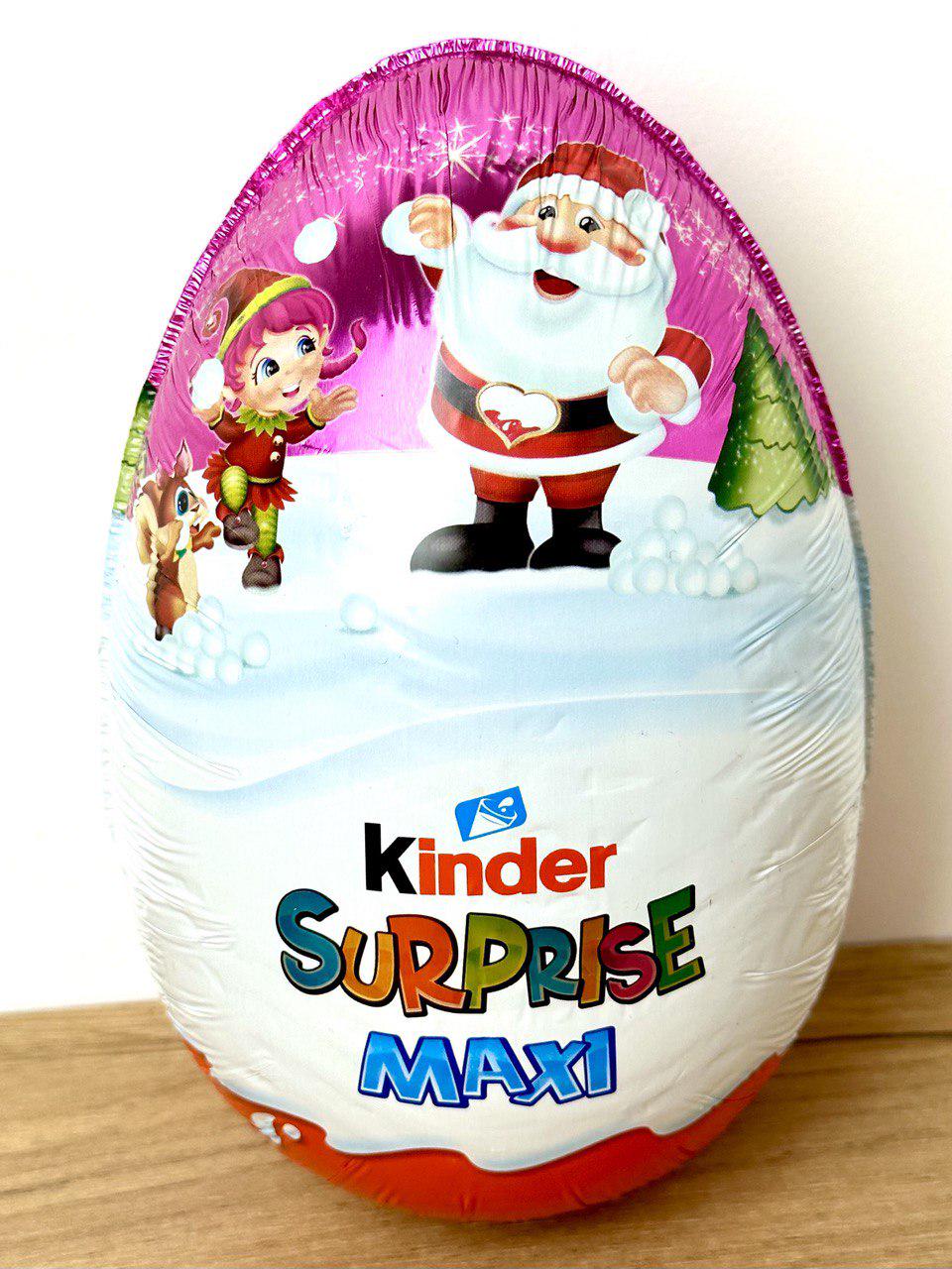 Яйце шоколадне Kinder Uberraschung Riesen Ei New Year Maxi 220 g Рожевий (13449820) - фото 3