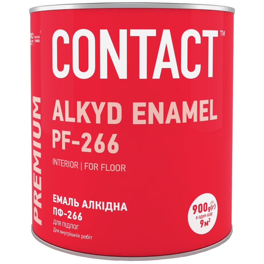 Емаль Contact ПФ-266 для підлоги 0,9 кг Червоно-коричневий (3352) Емаль Contact ПФ-266 для підлоги 0,9 кг Червоно-коричневий (3352)