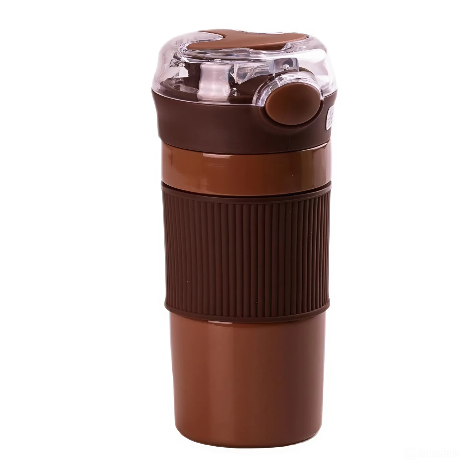 Термокружка із трубочкою та кришкою на кнопці 400 мл Коричневий (HPGM3001BR)