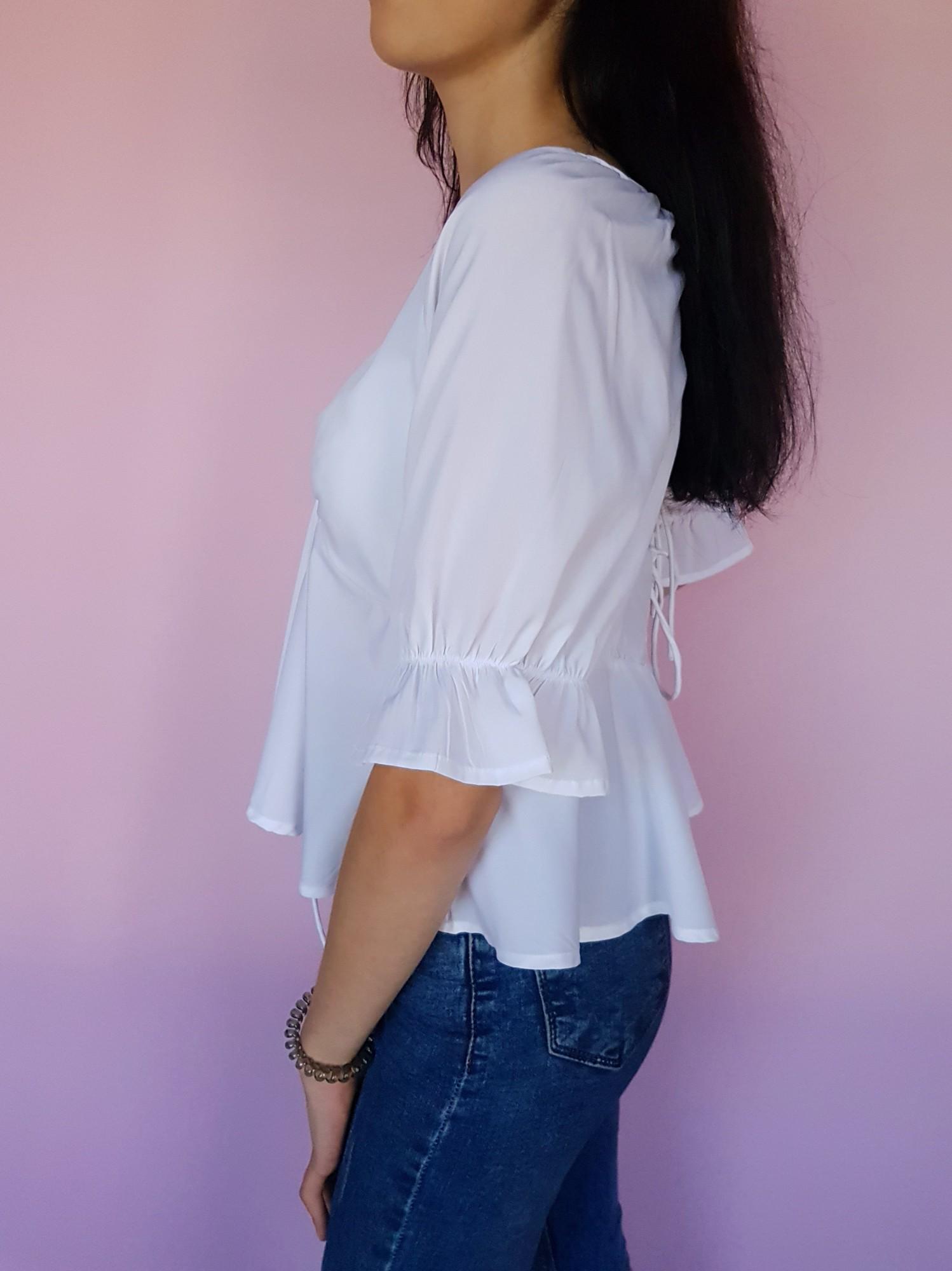 Блузка Boohoo с завязками на спинке L Белый (10444) - фото 2 Блузка Boohoo с завязками на спинке L Белый (10444) - фото 2